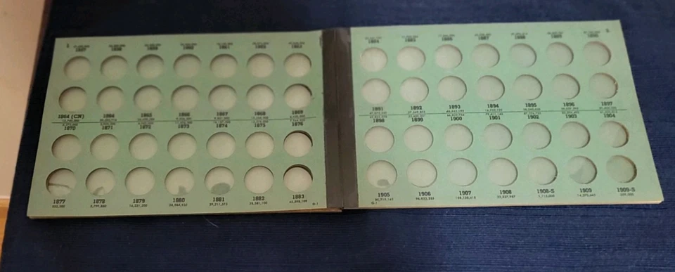 Альбом монет типа Meghrig United States Small Cents G1 1857-1909 пустой - без монет - Изображение 2 из 3