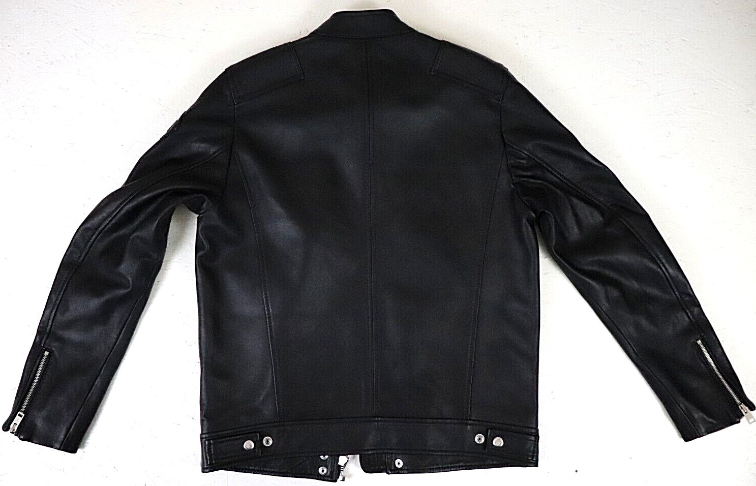 Diesel Leather racer jacket with D patch Size M Medium L-Boy-CL 100percent Sheepskin L image 10