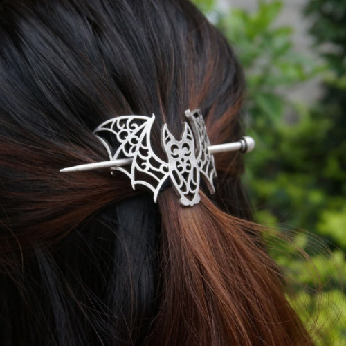 1pcs Gothic Metal Bat Hair Pin Stick Hair Clip For Hair Women Halloween Scary-A1