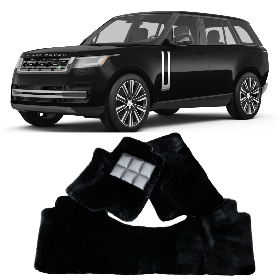 Black Genuine Sheepskin Floor Mats fits 2022 - 2025 Range Rover Full ...