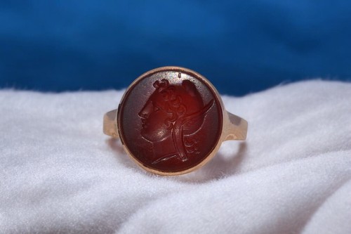 Antique Carnelian Intaglio Boy's Ring in Rose Gold - Picture 10 of 10