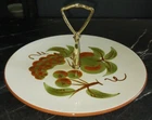 Vtg Stangl Orchard Song 10" Center Handle Tidbit Serving Plate Green Brown Fruit