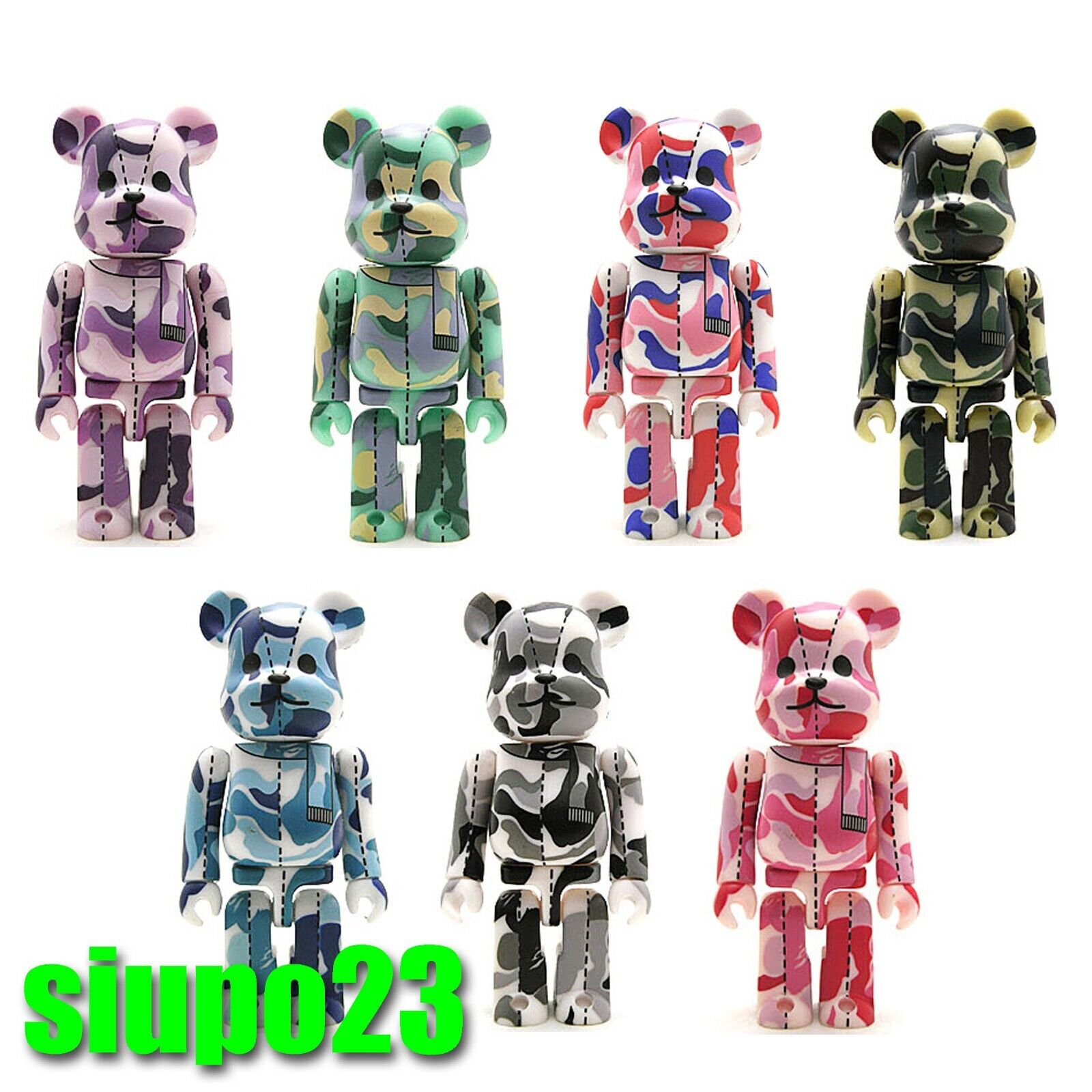 Medicom 100% Bearbrick ~ A Bathing Ape Be@rbrick 2003 Bape Play 1 Camo 7pcs