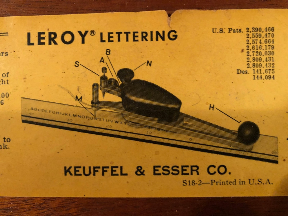 Vintage K&E LEROY LETTERING SET, Keuffel & Esser DRAFTING KIT in Wood ...