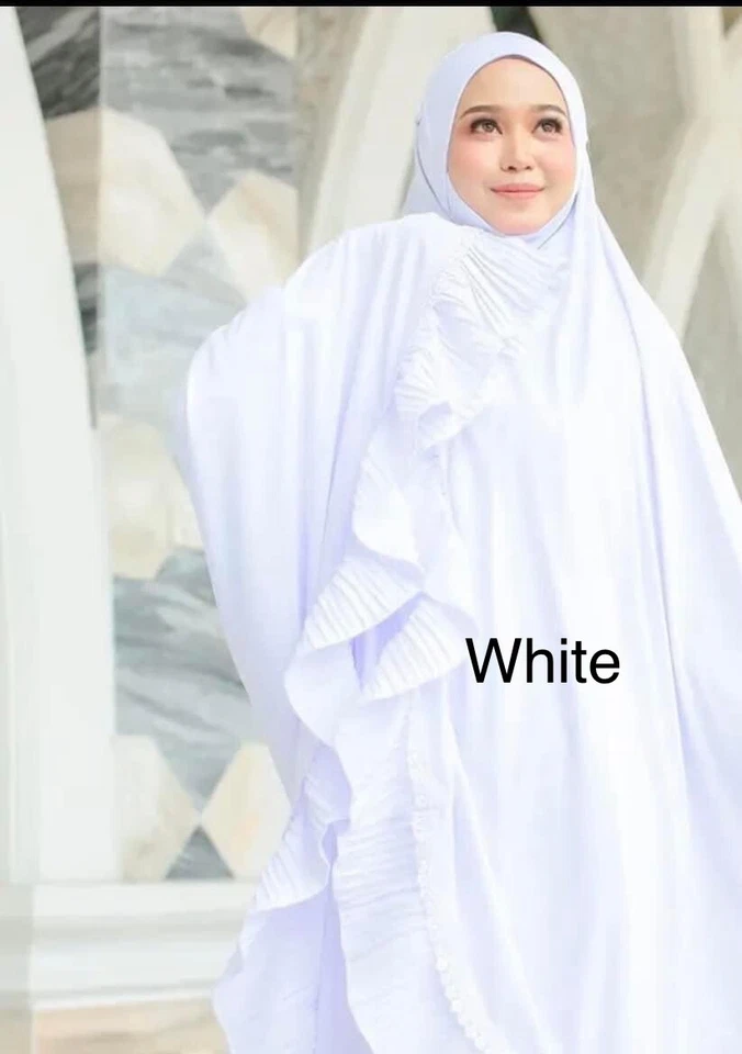 Muslim TELEKUNG Women Pray Shalat Clothes Mukena Khimar Long Hijab Set Skirt - Image 2 of 4
