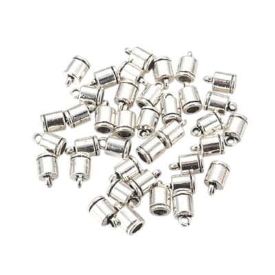 Tibetan Style Antique silver cord ends  4mm hole 10X6mm end caps 2mm loop