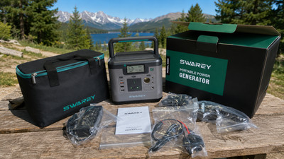 SWAREY Tragbare Powerstation S500, 518Wh Solargenerator mit 500W (Peak 1000W)