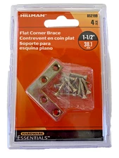 Hillman Hardware Essentials Brackets Flat Corner Brace 852199 1-1/2” 4PC