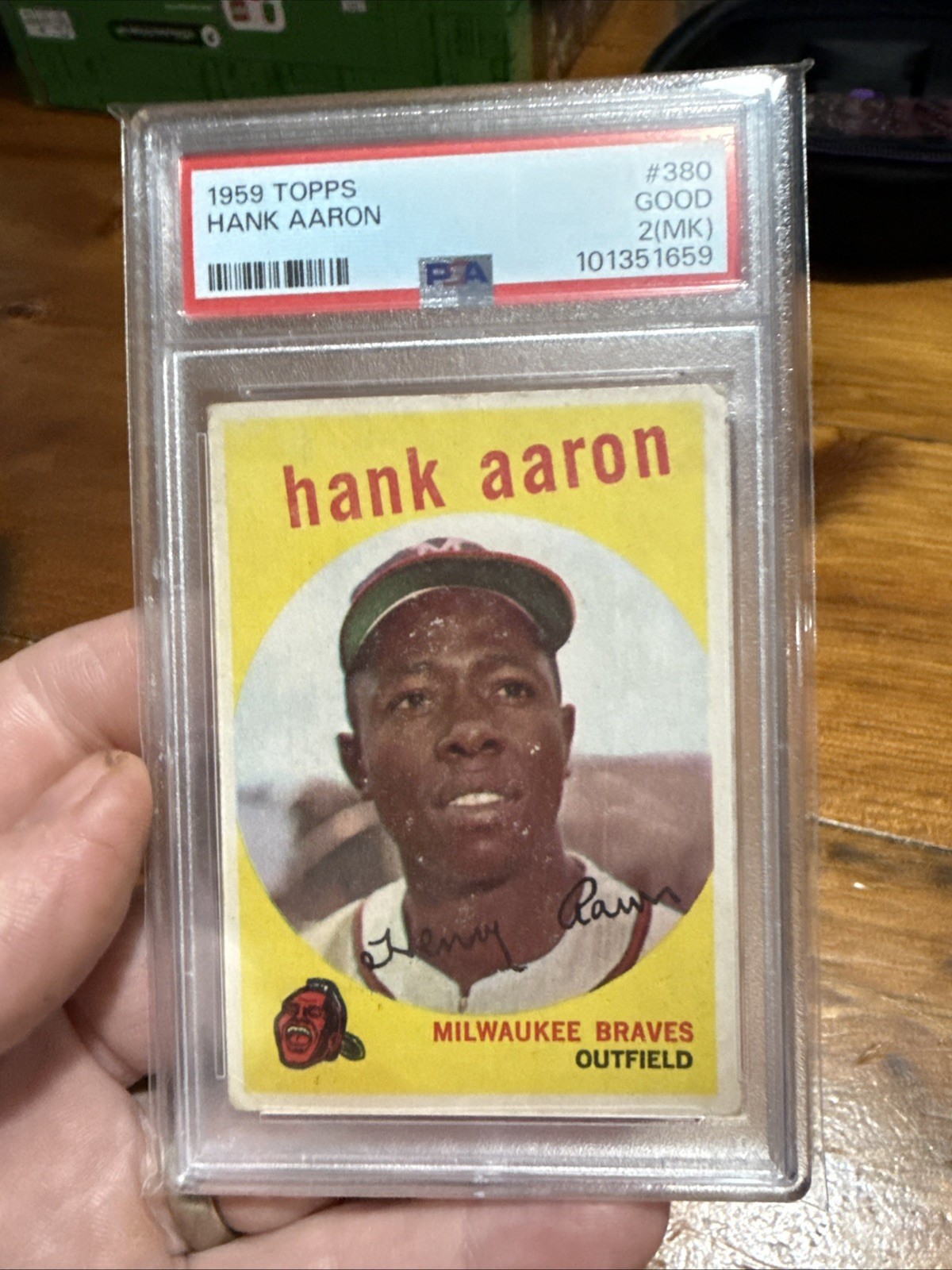 1959 Topps - #380 Milwaukee Brave HOF Hank Aaron PSA 2  