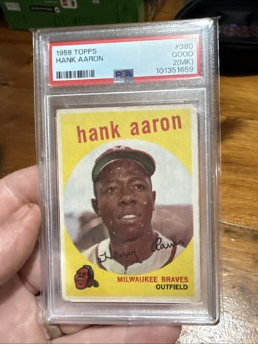 1959 Topps - #380 Milwaukee Brave HOF Hank Aaron PSA 2  