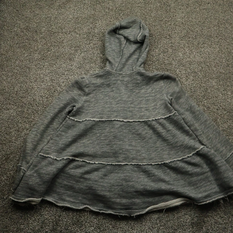 Free People Sudadera con Capucha para Mujer XS Gris Mezcla de Algodón Dobladillo Crudo En Niveles Cremallera Completa Chaqueta Foto 2 de 4
