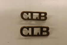 2 MILITARY SHOULDER TITLES CHURCH LADS' BRIGADE CLB 3.5CM BY 1.25CM (3391)