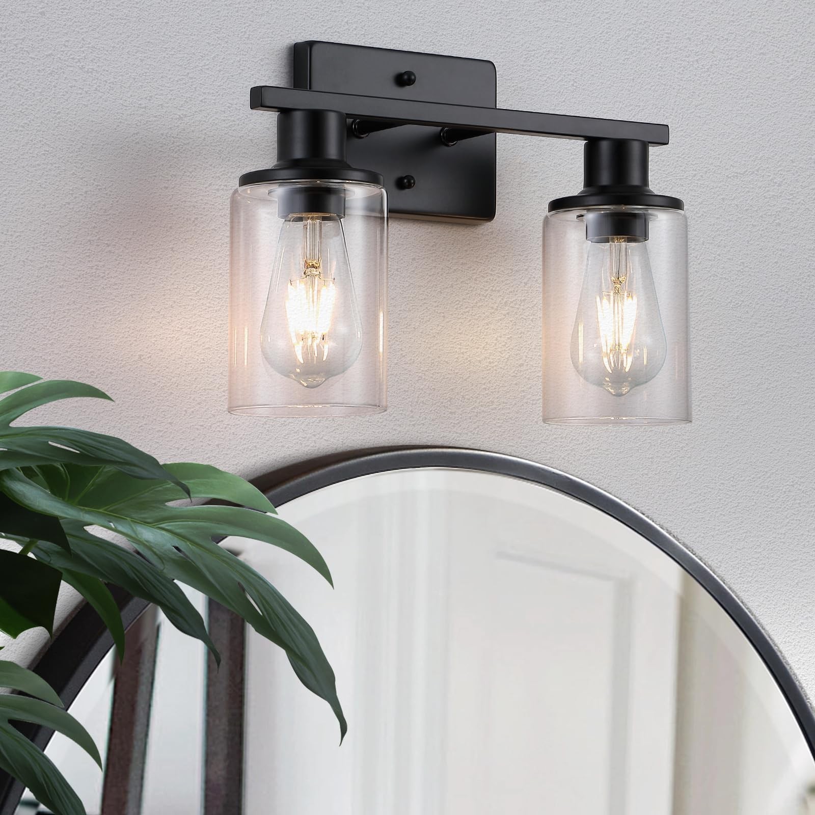 2-Light Matte Black Bathroom Vanity Light,Bathroom Light Fixtures Over Mirror...
