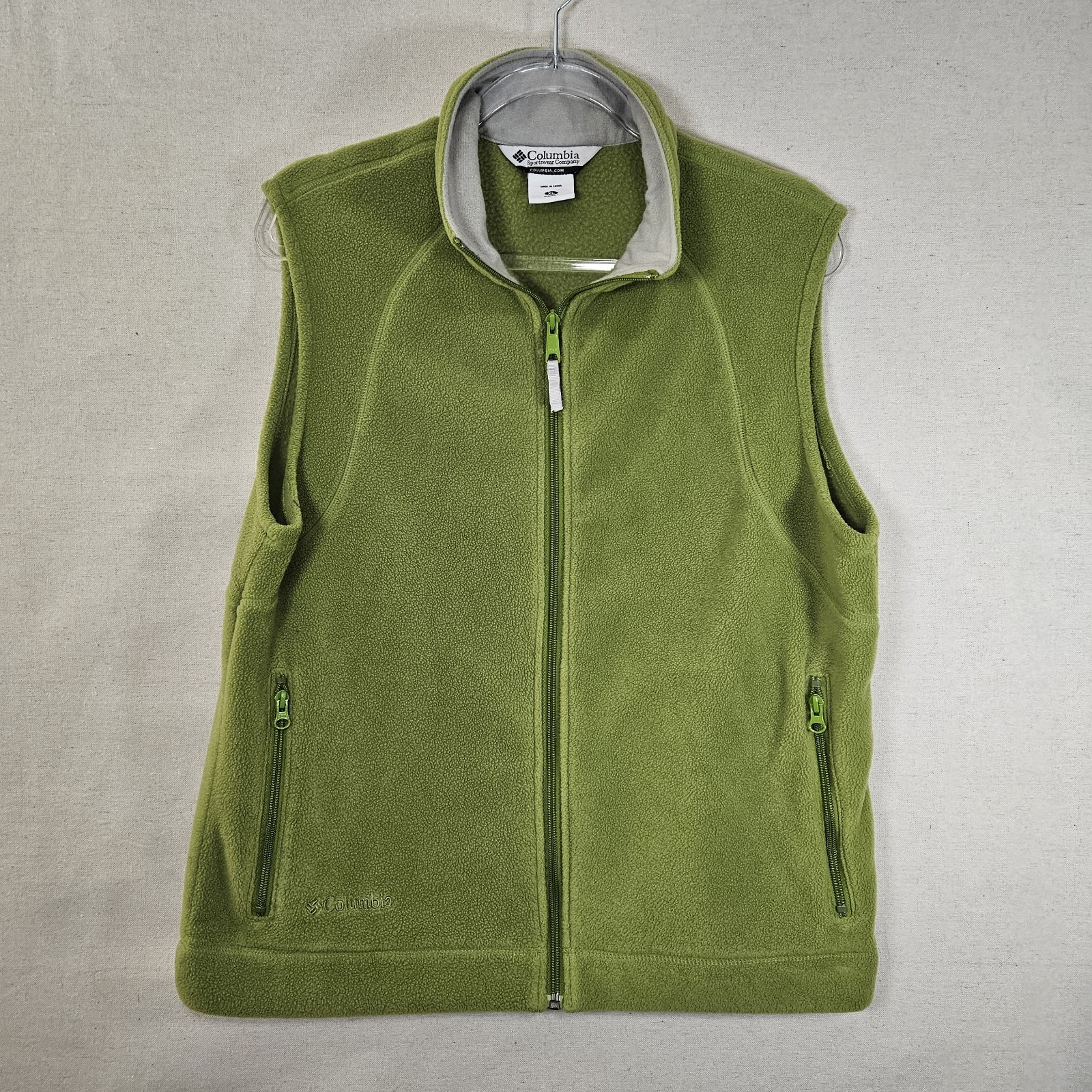 Columbia Women's Fleece Vest Full Zip and Side Zip Pockets Green,  Size XL