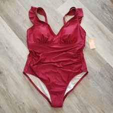 NWT Kona Sol Maroon Red One Piece Swimsuit Size 16W