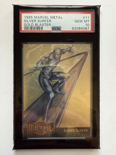 1995 Metal Marvel Card #11 SILVER SURFER GOLD BLASTER PSA 10 GEM MINT - POP 84
