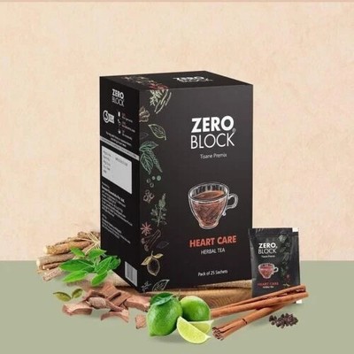 ZERO BLOCK Heart Care Herbal Tea 25 Tea Bags Free Shipping World Wide