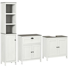 kleankin Bathroom Furniture Set with Adjustable Shelves Antique White