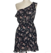 Anthropologie Eskell Women Black Cocktail Dress Floral LBD Size XS