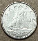 Canada - 1959 - 10 Cents - 80% Silver Canadian Coin - Queen Elizabeth II