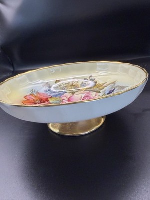 Signiert J.A. Bailey Aynsley handbemalte Bone China Schale mit Fuß Comport