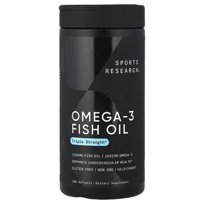 Sports Research, Omega-3 Fish Oil, Triple Strength , 180 Softgels