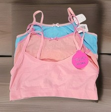 Girl's Sports Bra Lot Of 3 Pink Peach Blue Size L Training Bras