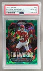 73962925 Patrick Mahomes II 2022 Panini Prizm #F-2 Green Ice Fireworks PSA 10