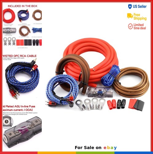 0 Gauge 3000W Amp Wiring Kit 17FT Power Ground RCA Speaker Wire Fuse Subwoofer
