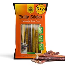 Premium 6 Inch Bully Sticks for Dogs Pack of 10 100 Beef Dog Chews, Odor...