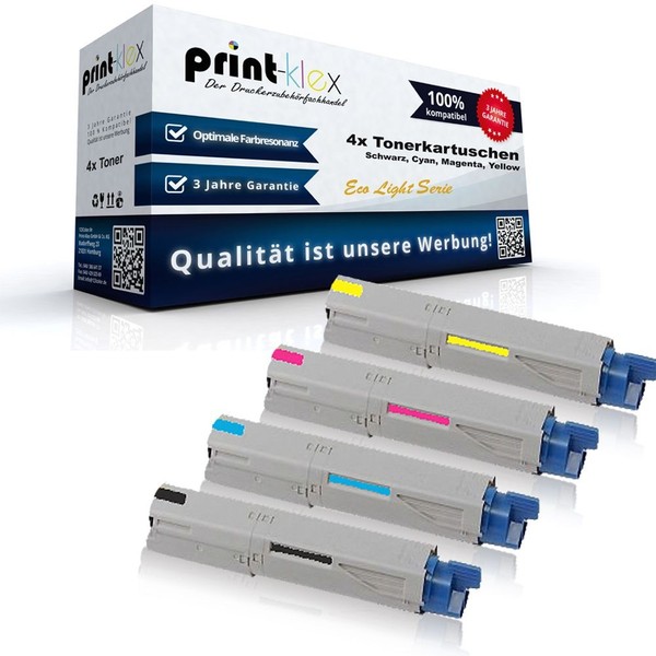 4X Kompatible Office Tonerkartuschen FüR Oki C 3600 N Mc 350 B Eco Light-image