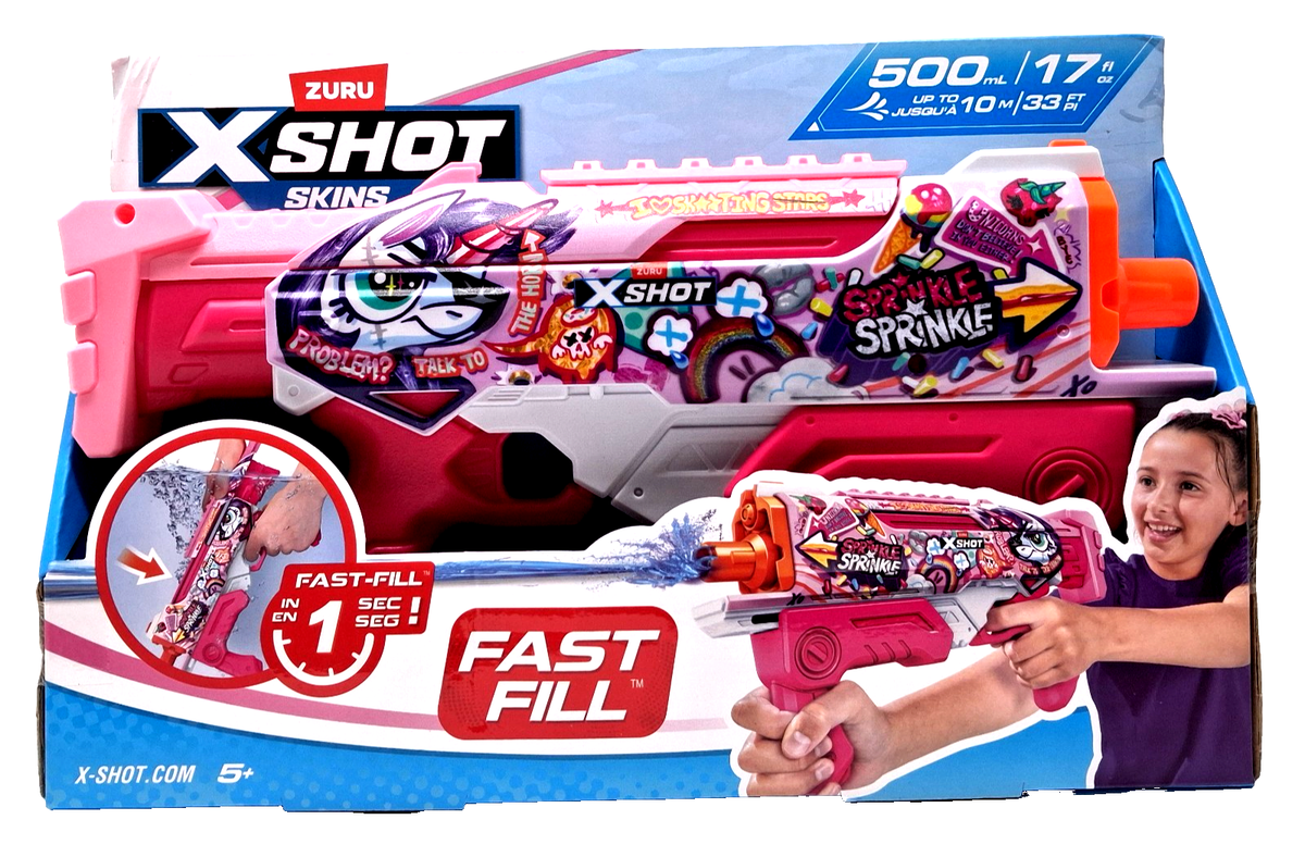 Zuru X-Shot Skins Water Gun UNICORN SPLASH Fast Fill 500ml 17ft