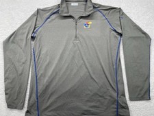 Columbia Golf Kansas Jayhawks 1/4 Zip Pullover Gray Men's Large College