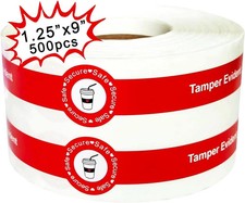 500 Pcs Safe Secure Tamper Evident Seals Stickers for Drink Lids 1.25 X 9 Inch -