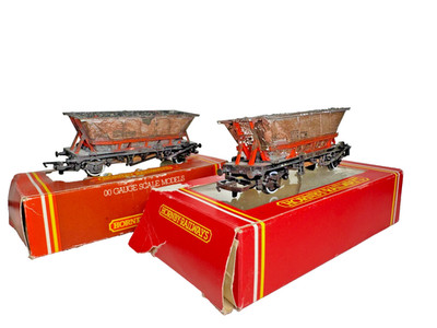 2 x Hornby R052 Spur O ECC CDA & R249 MGR Speedlink Liverly Hopper Wagons Boxed
