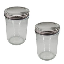 Two Jar Set with Lids, 16oz Wide Mouth Jars for Chrono Clean