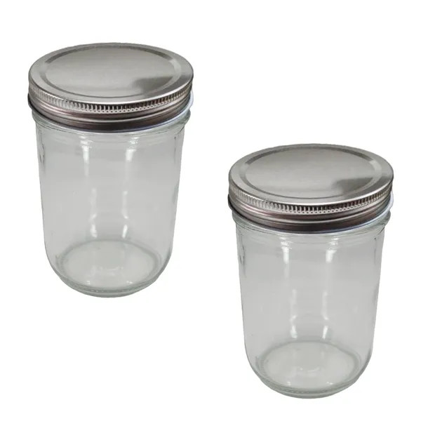 Two Jar Set with Lids, 16oz Wide Mouth Jars for Chrono Clean