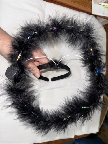 Halloween Dark Angel Black Feather Halo Light-Up Headband costume prop - Picture 3 of 4