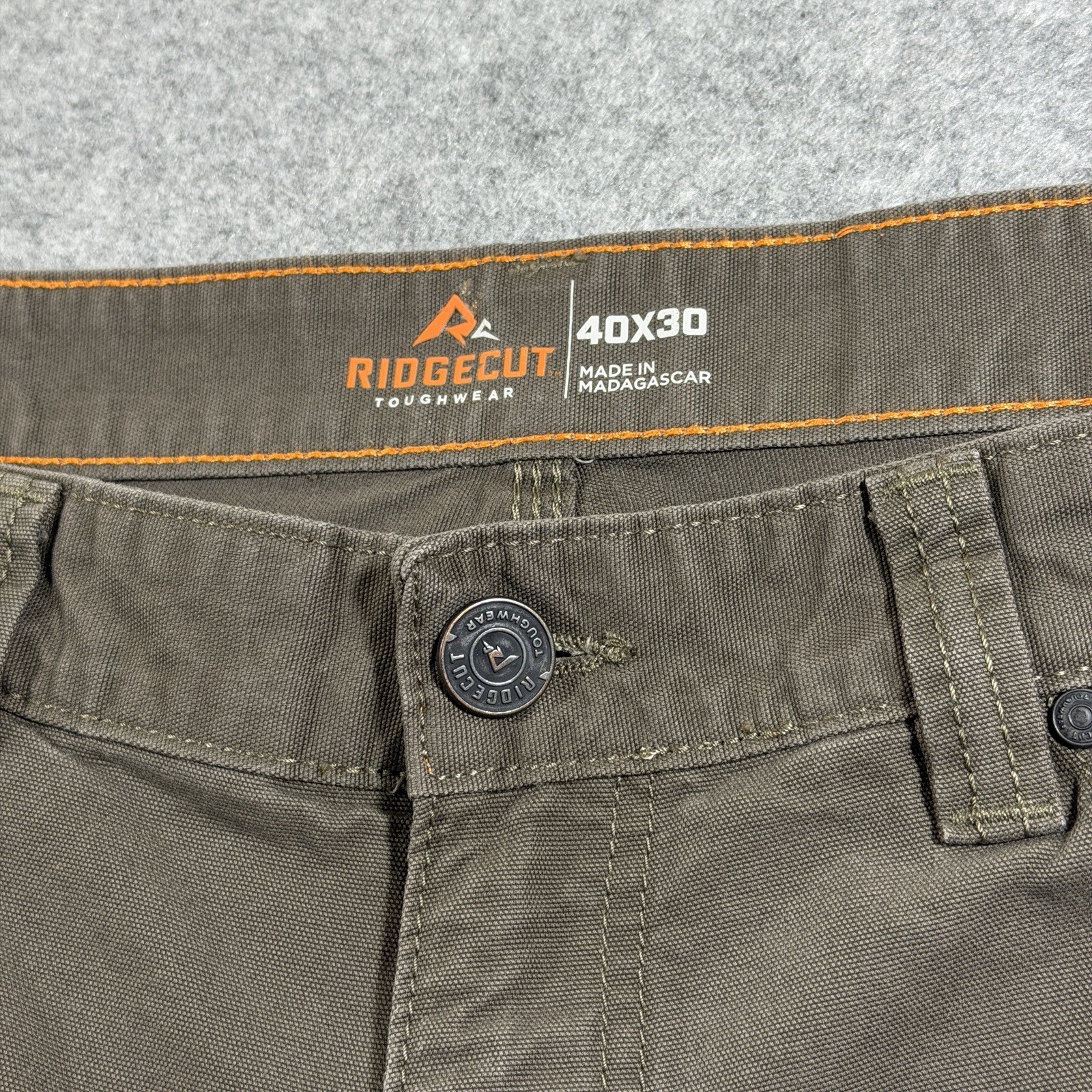 Ridgecut Toughwear Carpenter Pants Mens 40x30 Brown Ripstop Canvas Workwear thumbnail 3