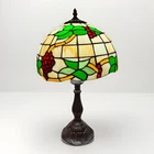 Vintage Tiffany Style Stained Glass Grape Vines Lamp With Shade, 20” EUC