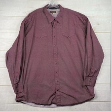 Stetson Men Shirt 5XT Button Up Red Geometric Print Western Rodeo Cowboy Rancher