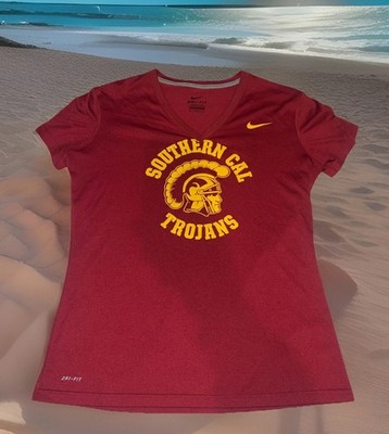 Women s USC Southern Cal TROJANS Logo Nike Shirt V-Neck Medium Football NCAA New