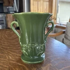 Vintage 1950’s Red Wing USA Pottery Vase #1357 Loden Green Acanthus Leaf Motif