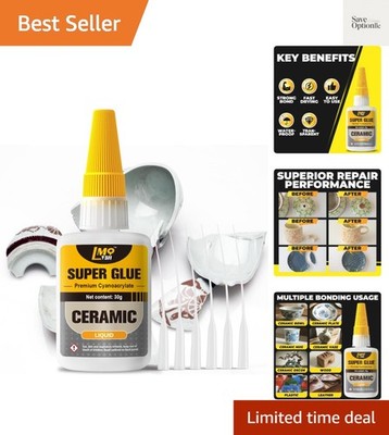 Super Glue for Ceramic, Thin Clear Liquid CA Glue for Pottery Porcelain, Fast...
