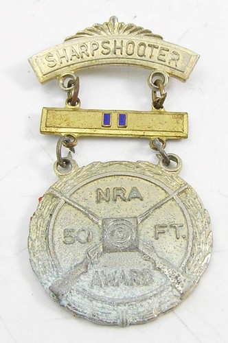 VINTAGE NATIONAL RIFLE ASSOCIATION NRA SHARPSHOOTER 50 FOOT AWARD MEDAL PIN