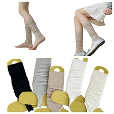 Women Solid Cotton Ballet Stretch Elastic Foot Socks Over Calf Slouch Stockings
