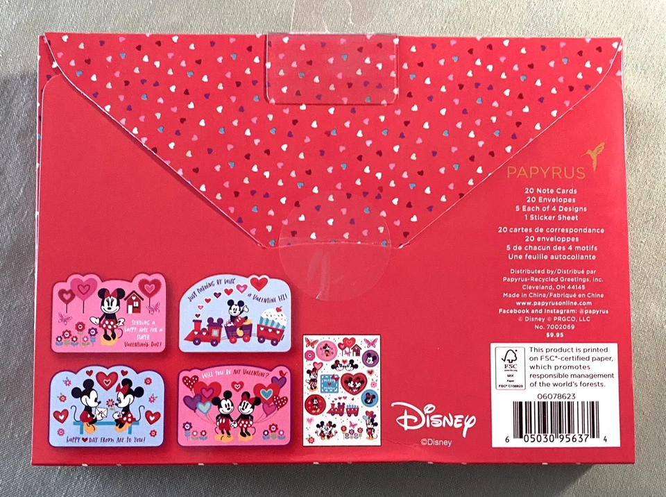 Papiro - Mickey Mouse - Tarjetas de San Valentín *NUEVO/CAJA SELLADA* 2024/ Pegatinas Foto 2 de 2