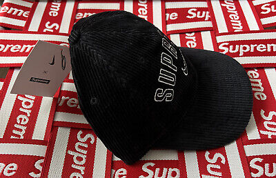 Supreme Nike Arc Corduroy 6 Panel Black Cap!!SS22!!BNWT!!100 Supreme Nike Arc Corduroy 6 Panel Black Cap!!SS22!!BNWT!!100