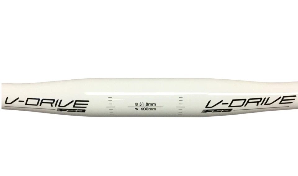 Manillar plano de aleación FSA V-Drive MTB 31,8 mm abrazadera 0 mm elevación 600 mm ancho blanco 234 g Foto 4 de 4