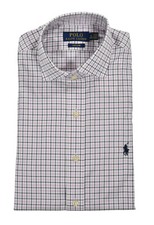 Men's Polo Ralph Lauren Pink Navy Check Cotton Easy Care Dress Shirt 14.5 New
